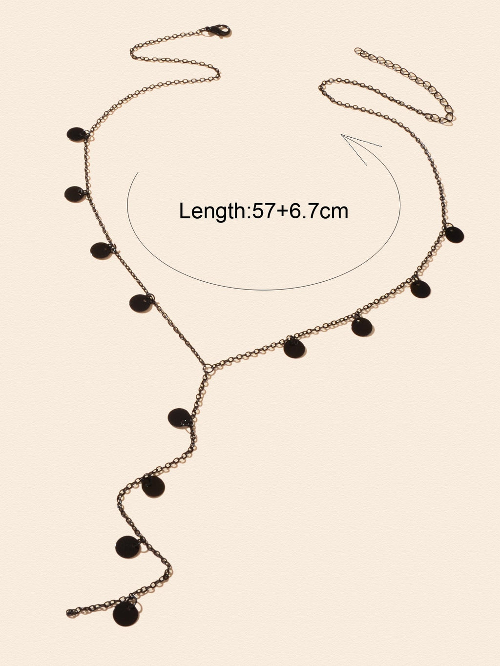 Stylish Jewellery Black Disc Charm Y Style Long Chain Pendant Necklace for Women