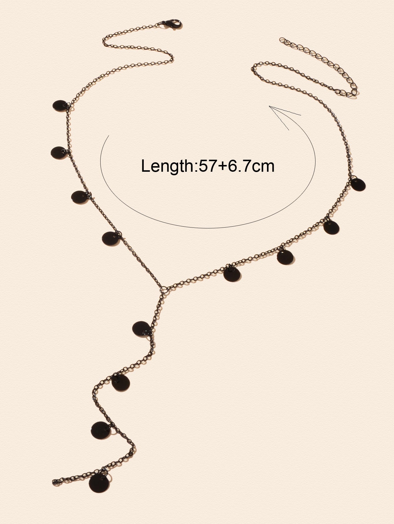 Stylish Jewellery Black Disc Charm Y Style Long Chain Pendant Necklace for Women