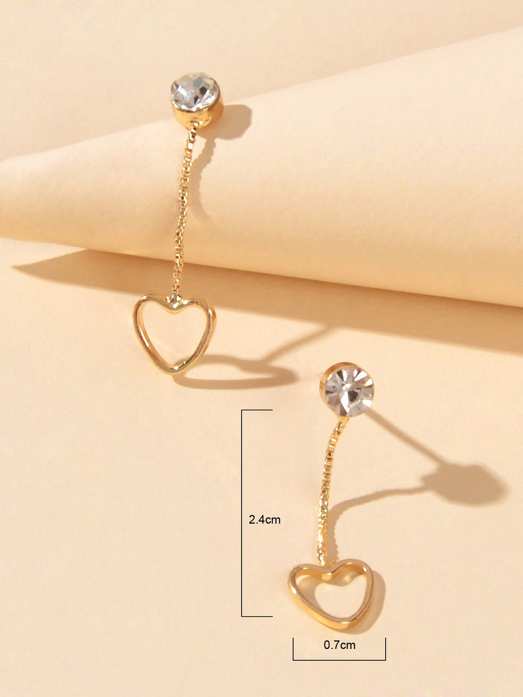 Female Jewellery Simulated Zircon Gold Chain Love Heart Charm Pendant Earrings