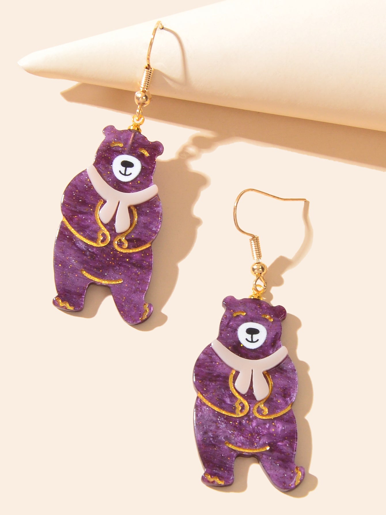 Funny Cartoon Acrylic Lightweight Purple Bear Creative Drop Gift Resin Earrings