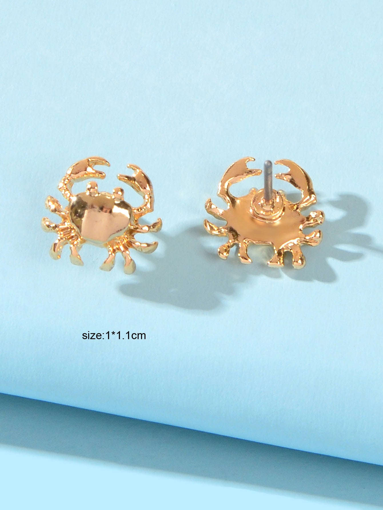 Minimalist Jewellery Gold Plated Small Crab Stud Earrings Dainty Gifts for Girls