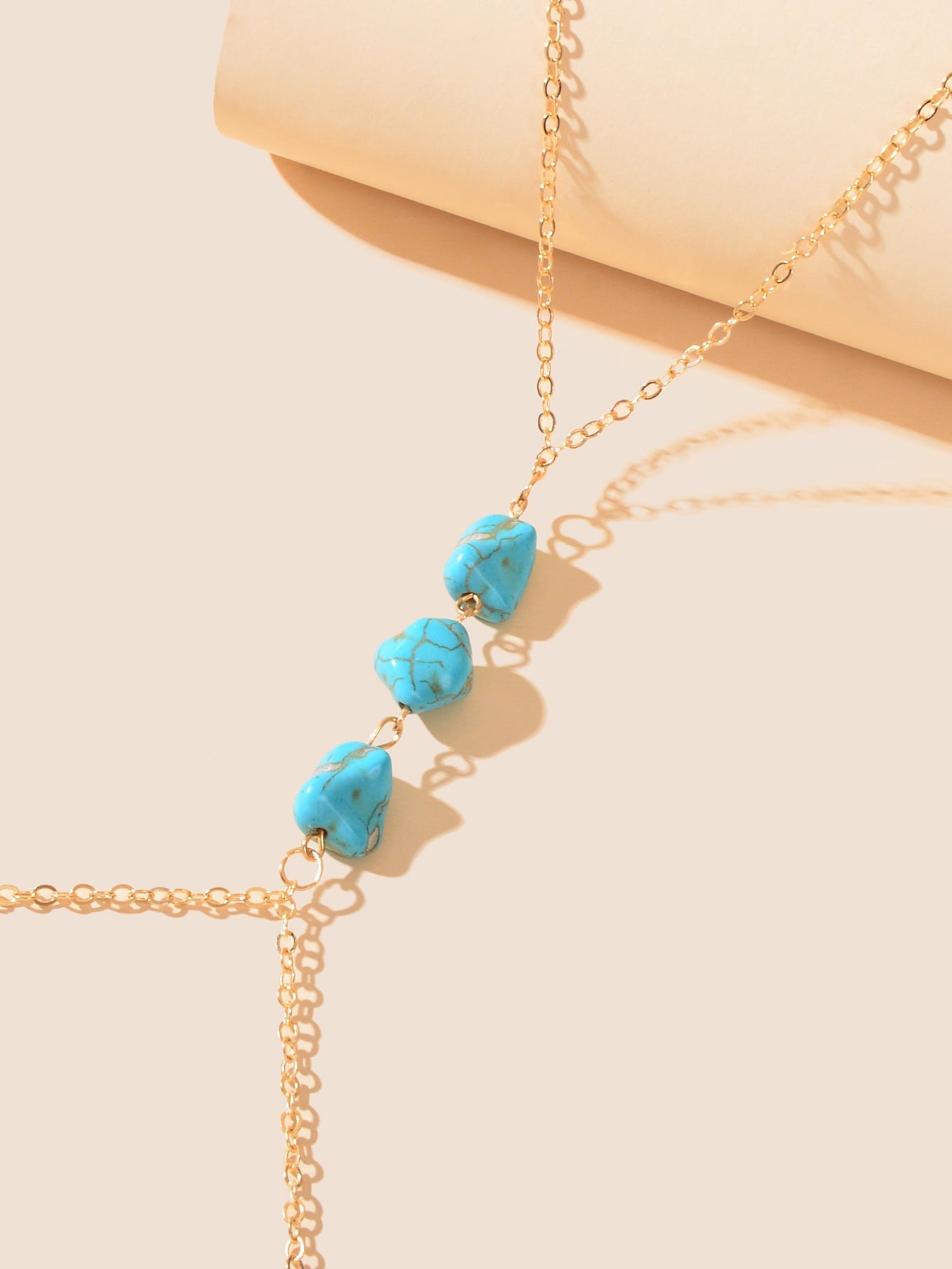 Boho Chic Turquoise Decor Beach Bikini Body Jewelry Gold Body Chain Belly Chain