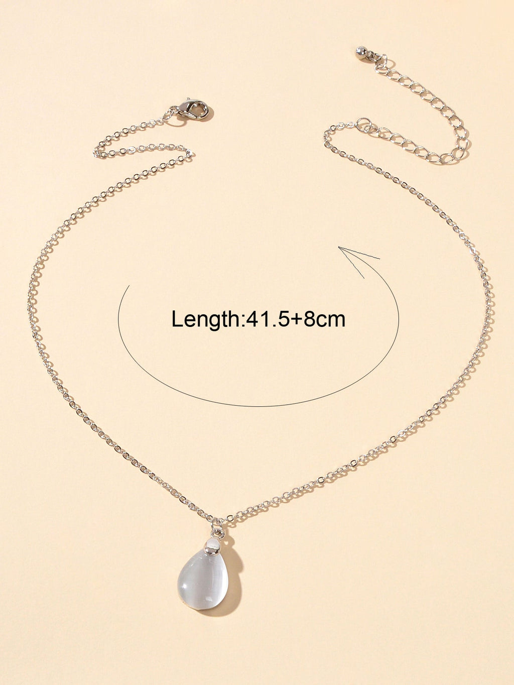 Textured Jewelry Silver Chain Opal Water Drop Charm Necklace Gift for Women Girl