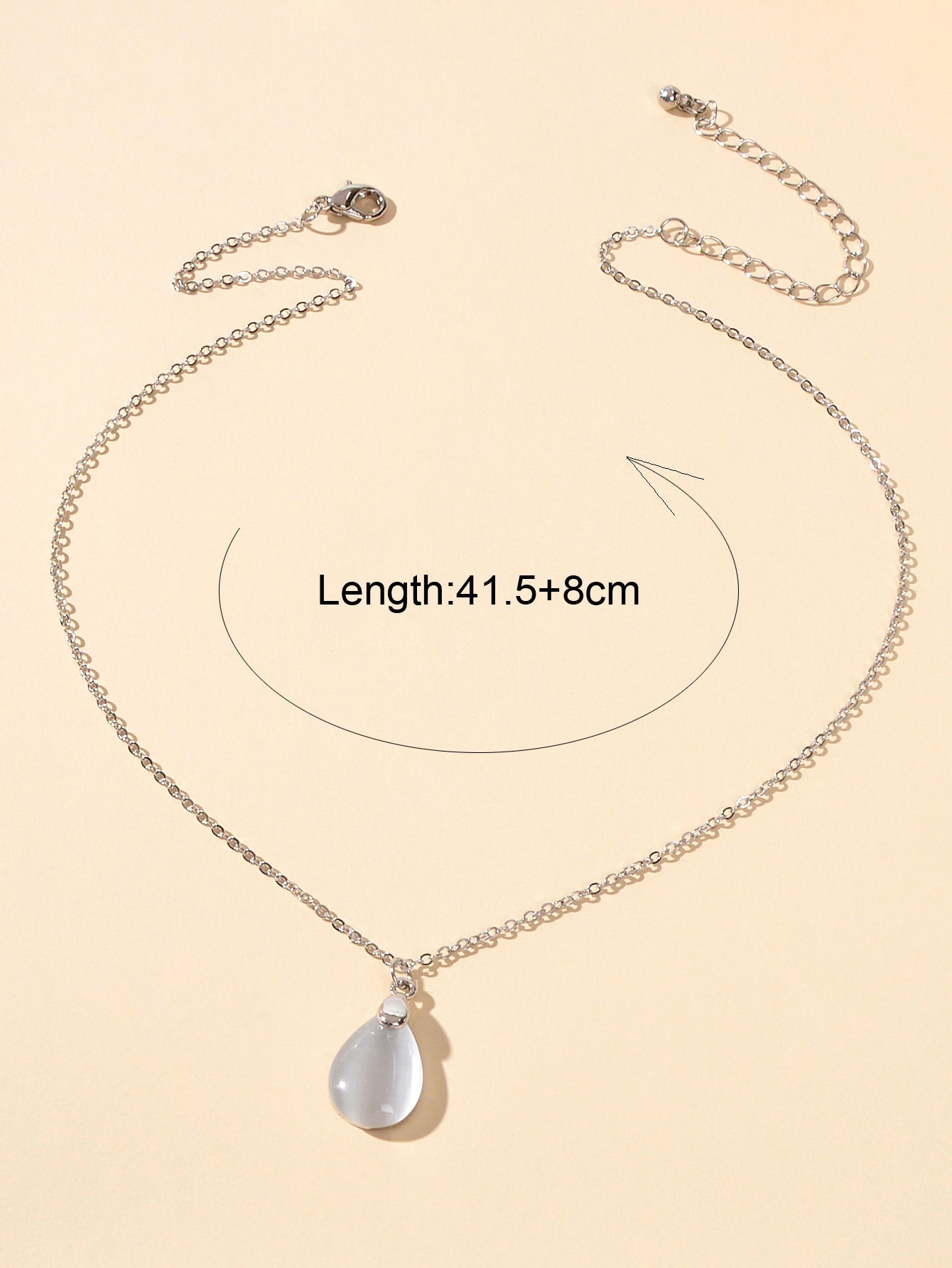 Textured Jewelry Silver Chain Opal Water Drop Charm Necklace Gift for Women Girl