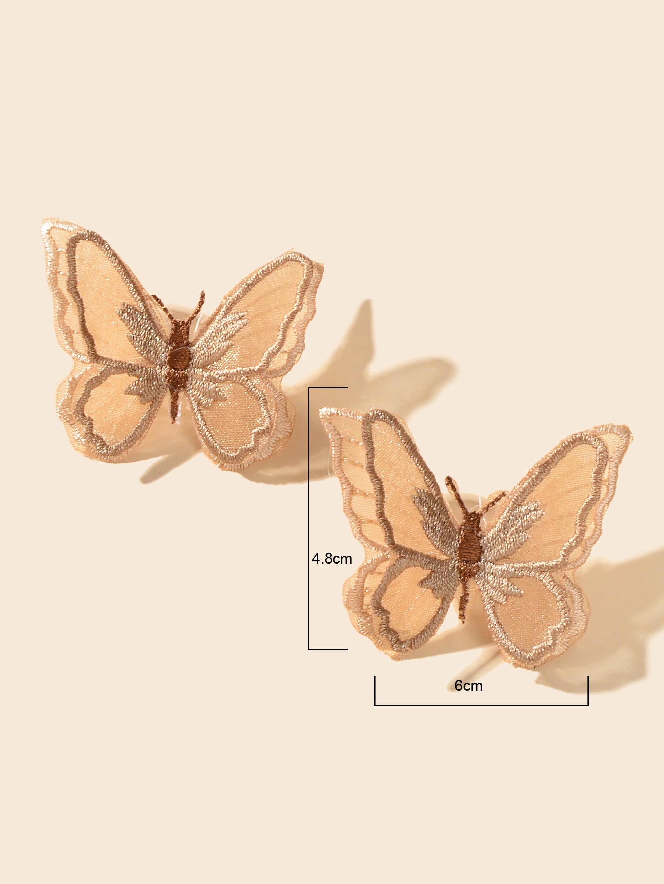 Exquisite Boho Holiday Handmade Khaki Embroidery 3D Butterly Stud Earrings Gift-2