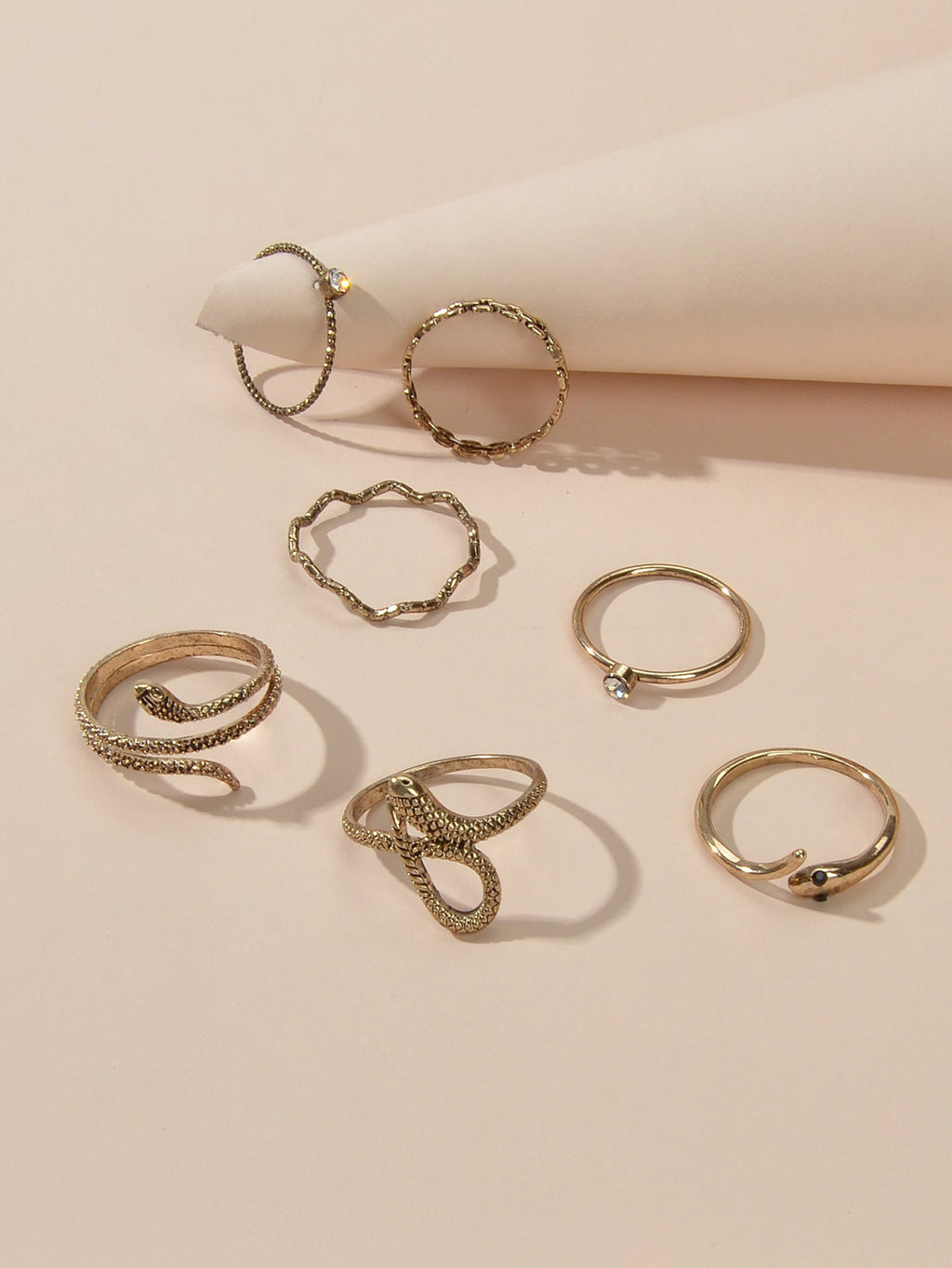 Multiple 7pcs Vintage Boho Chic Antique Gold Snake Midi Finger Knuckle Rings set