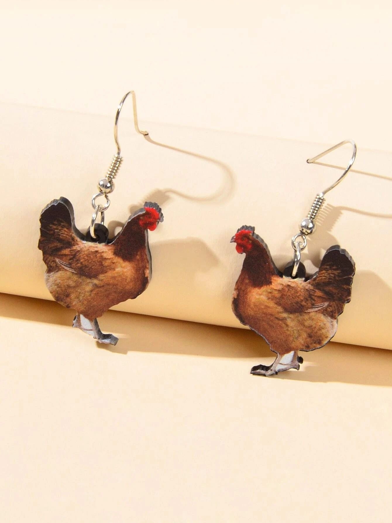 AU Post Women Jewellery Acrylic Brown Big Cock Drop Dangle Statement Earrings