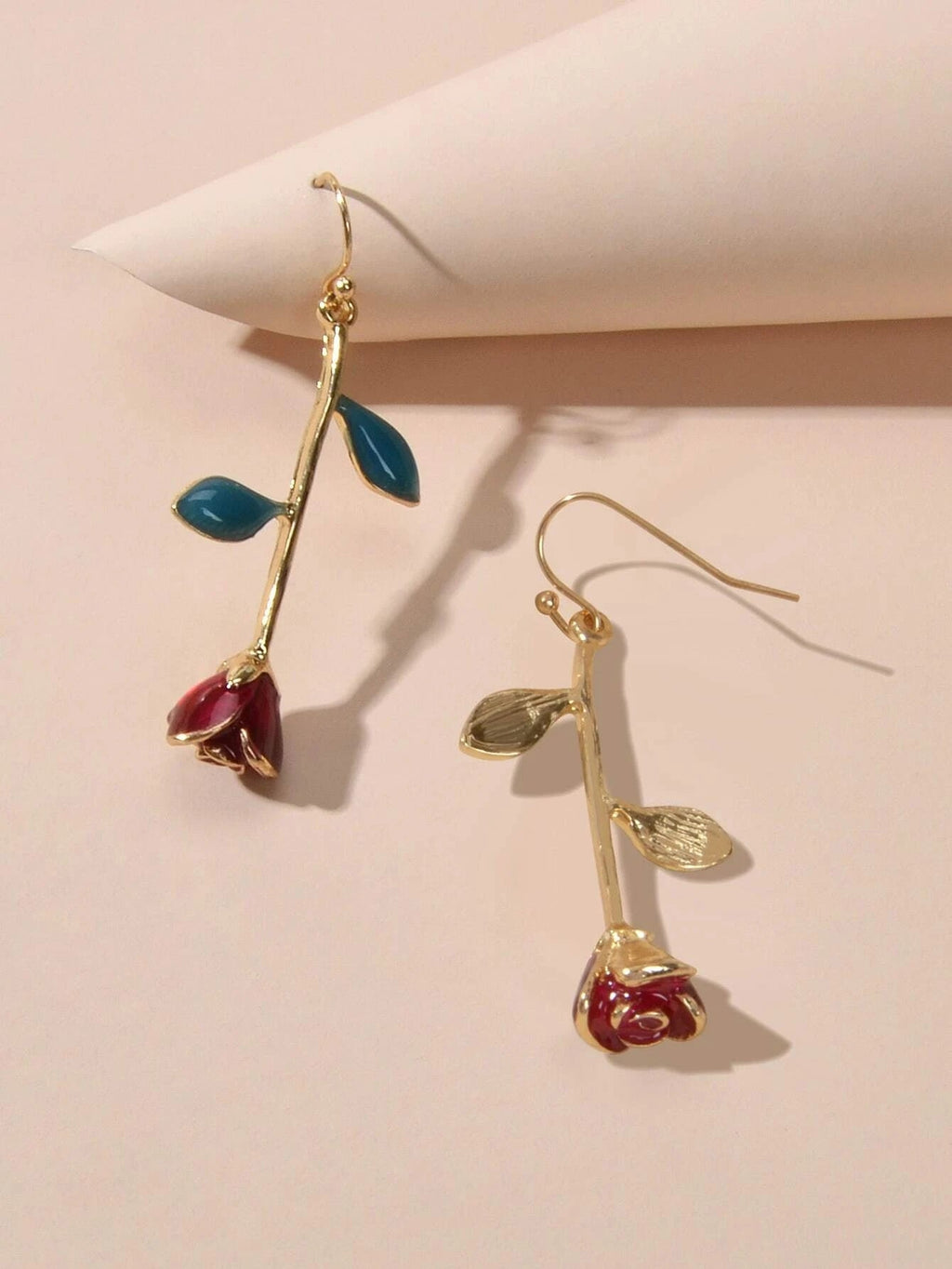 Feelontop Winered Rose Flower Drop Dangle Earrings Women Teens Party Accessories