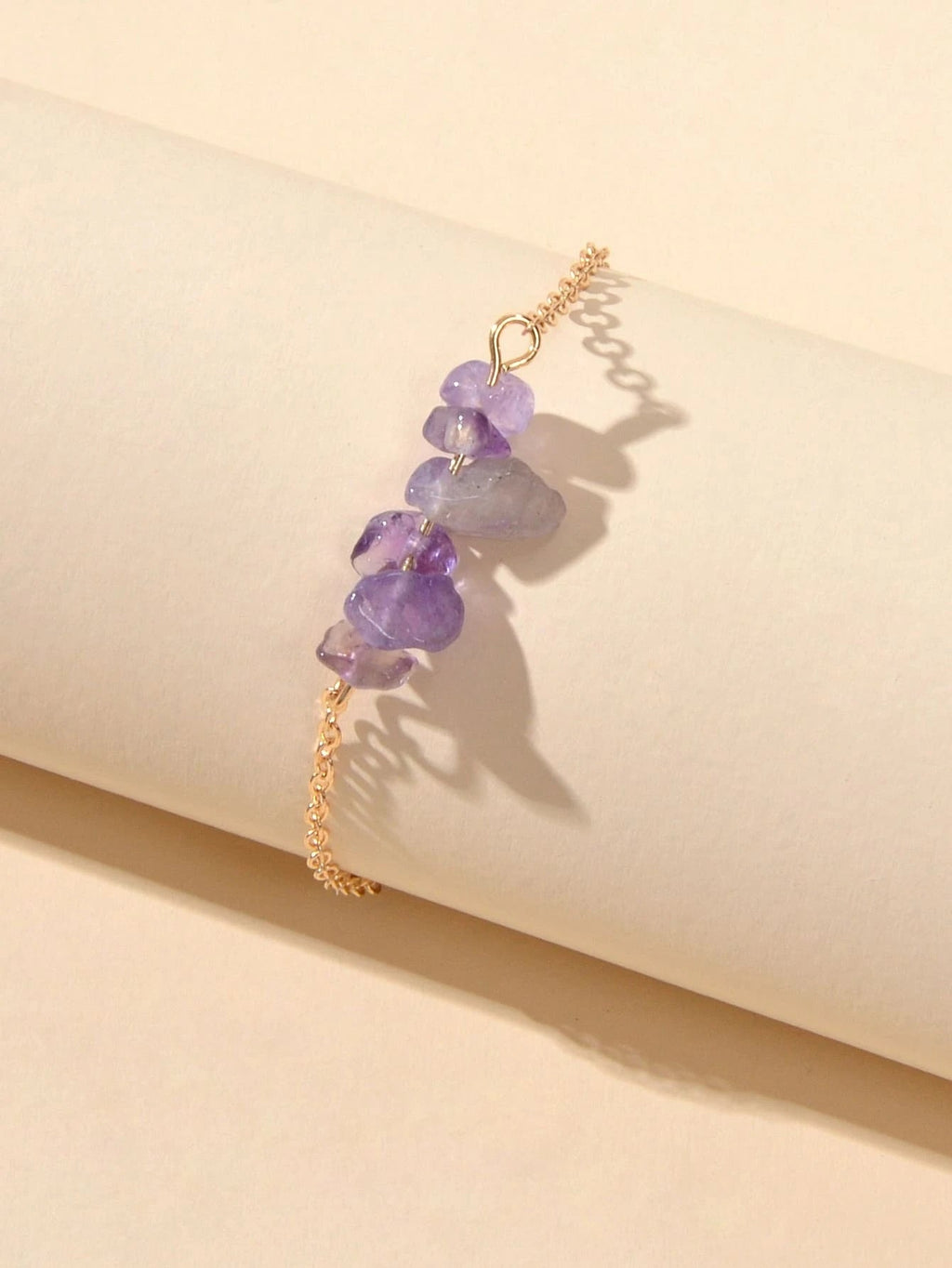 Gold Chain Green Purple Natural Stone Anklet Bracelet Summer Beach Jewellery-2