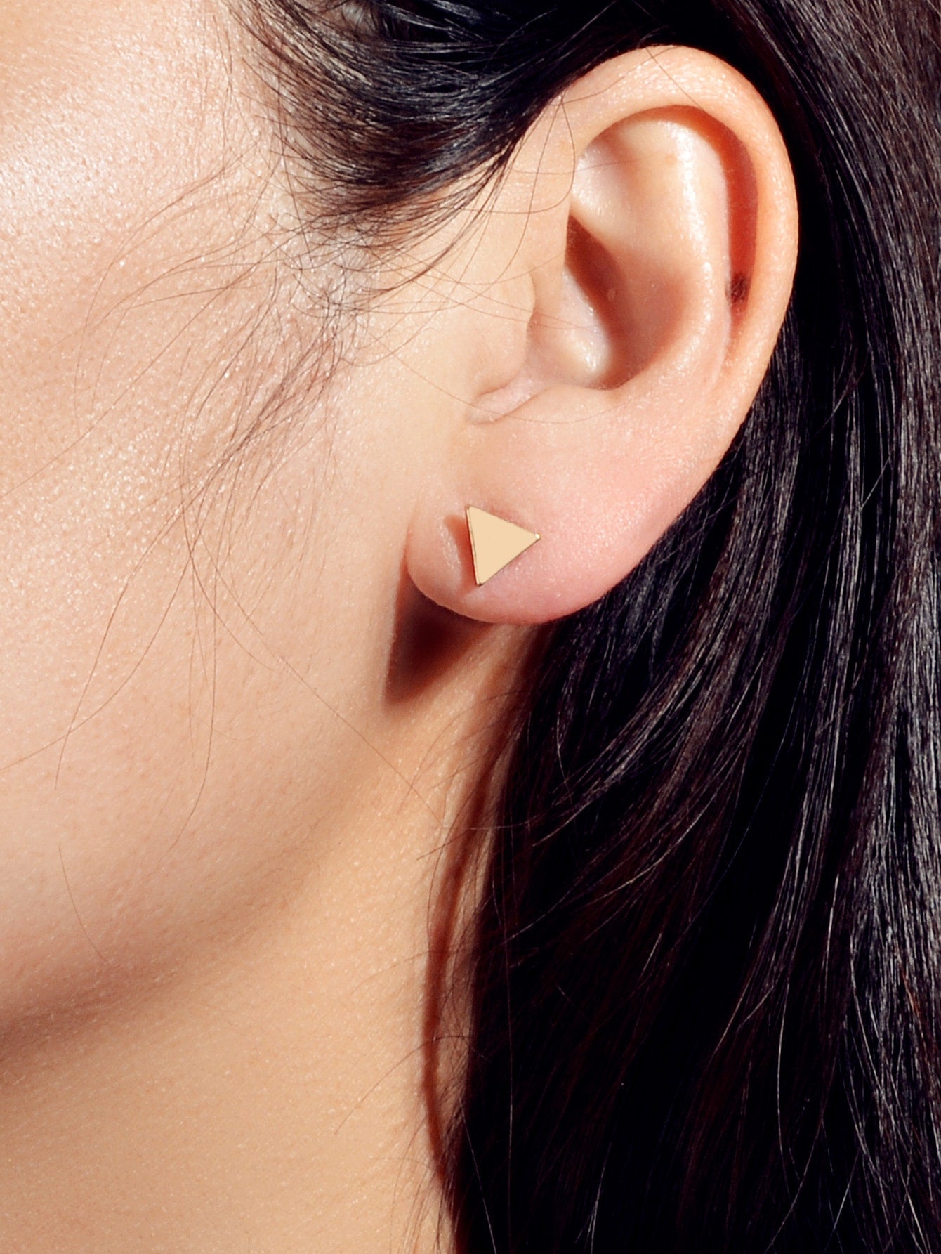 White Floral Stud Earrings Gold Triangle Earrings Set Elegant Jewelry Collection