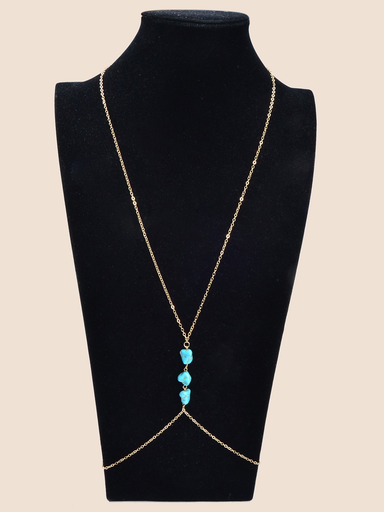 Boho Chic Turquoise Decor Beach Bikini Body Jewelry Gold Body Chain Belly Chain