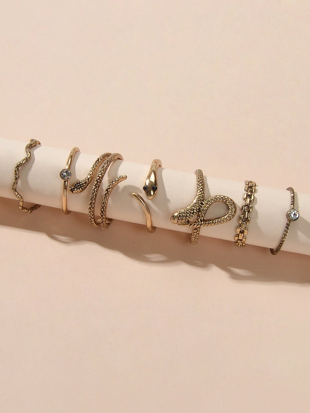 Multiple 7pcs Vintage Boho Chic Antique Gold Snake Midi Finger Knuckle Rings set