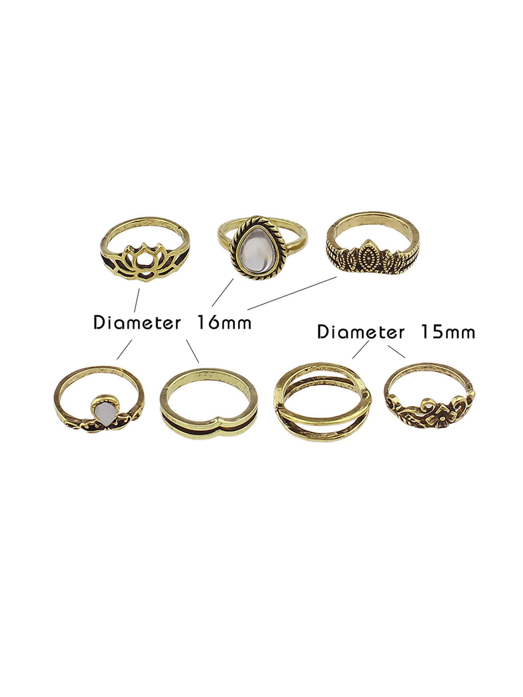 Tribal Ethnic 7 pcs Antique Silver Multiple Stackable Knuckle Finger Ring Set