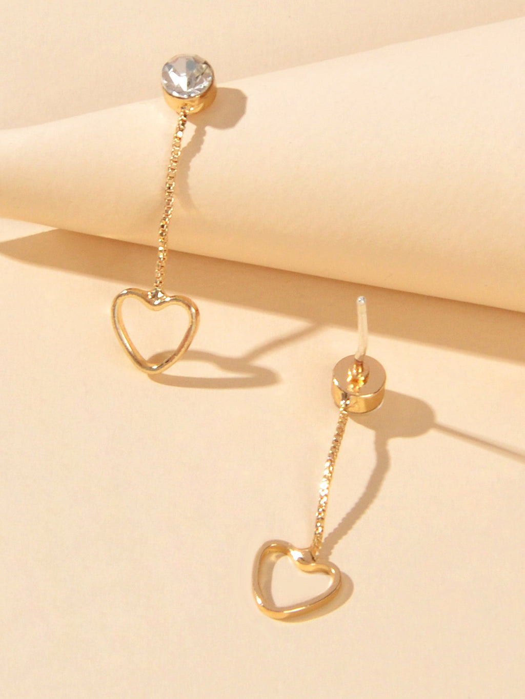Female Jewellery Simulated Zircon Gold Chain Love Heart Charm Pendant Earrings