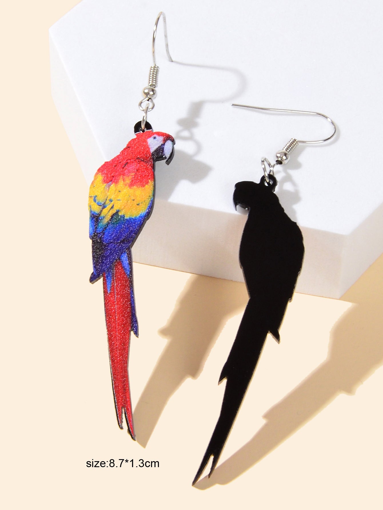 Bohemian Funny Multi-colored Acrylic Parrot Big Dangle Holiday Party Earrings