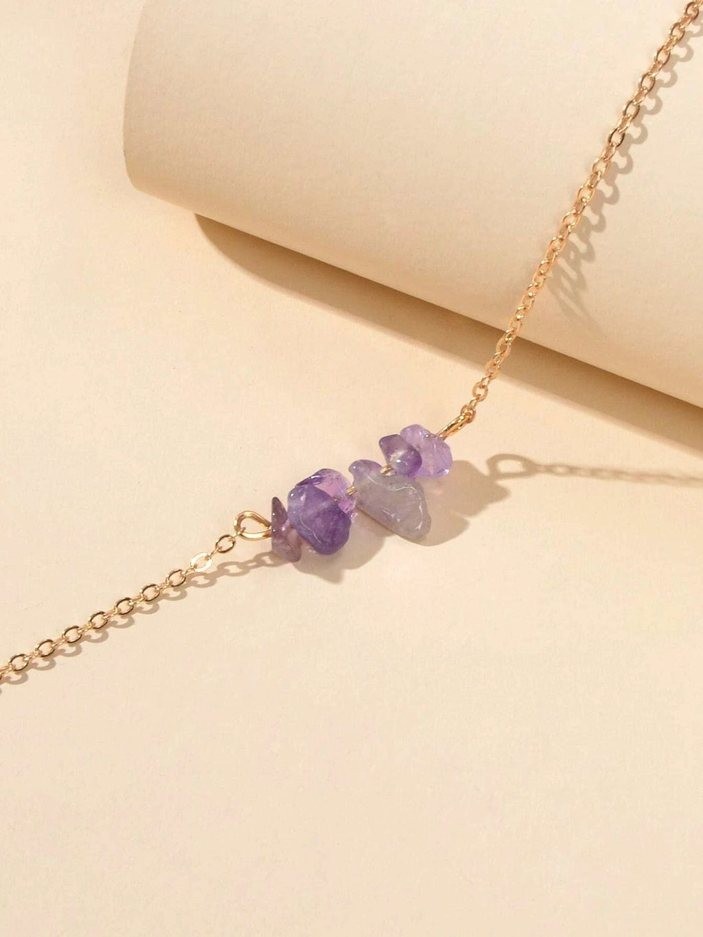 Gold Chain Green Purple Natural Stone Anklet Bracelet Summer Beach Jewellery-3