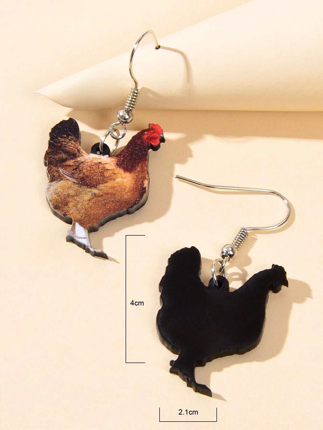 AU Post Women Jewellery Acrylic Brown Big Cock Drop Dangle Statement Earrings