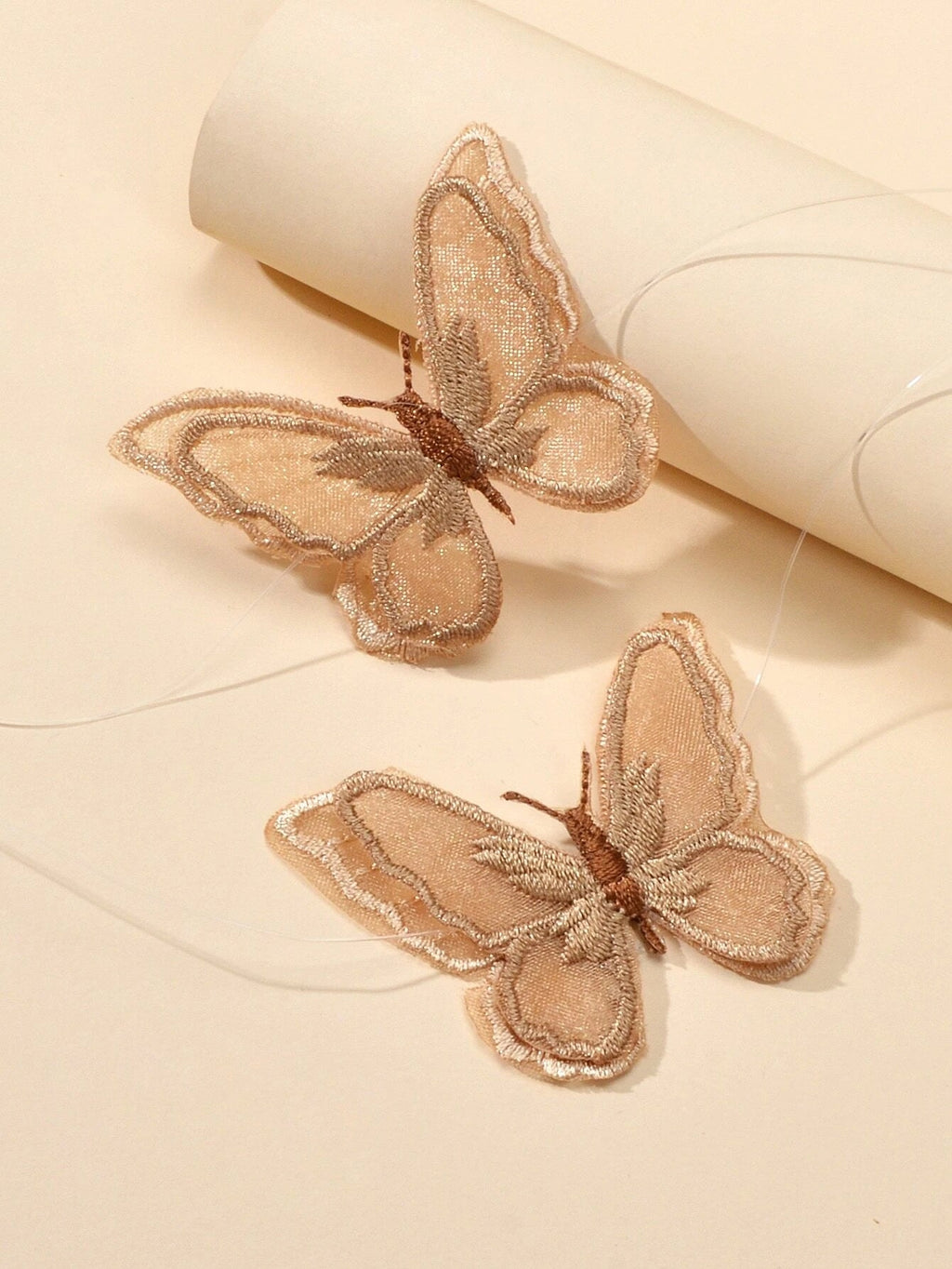 Fashion Jewellery Transparent Cord Brown Embroidery Butterfly Choker Necklace