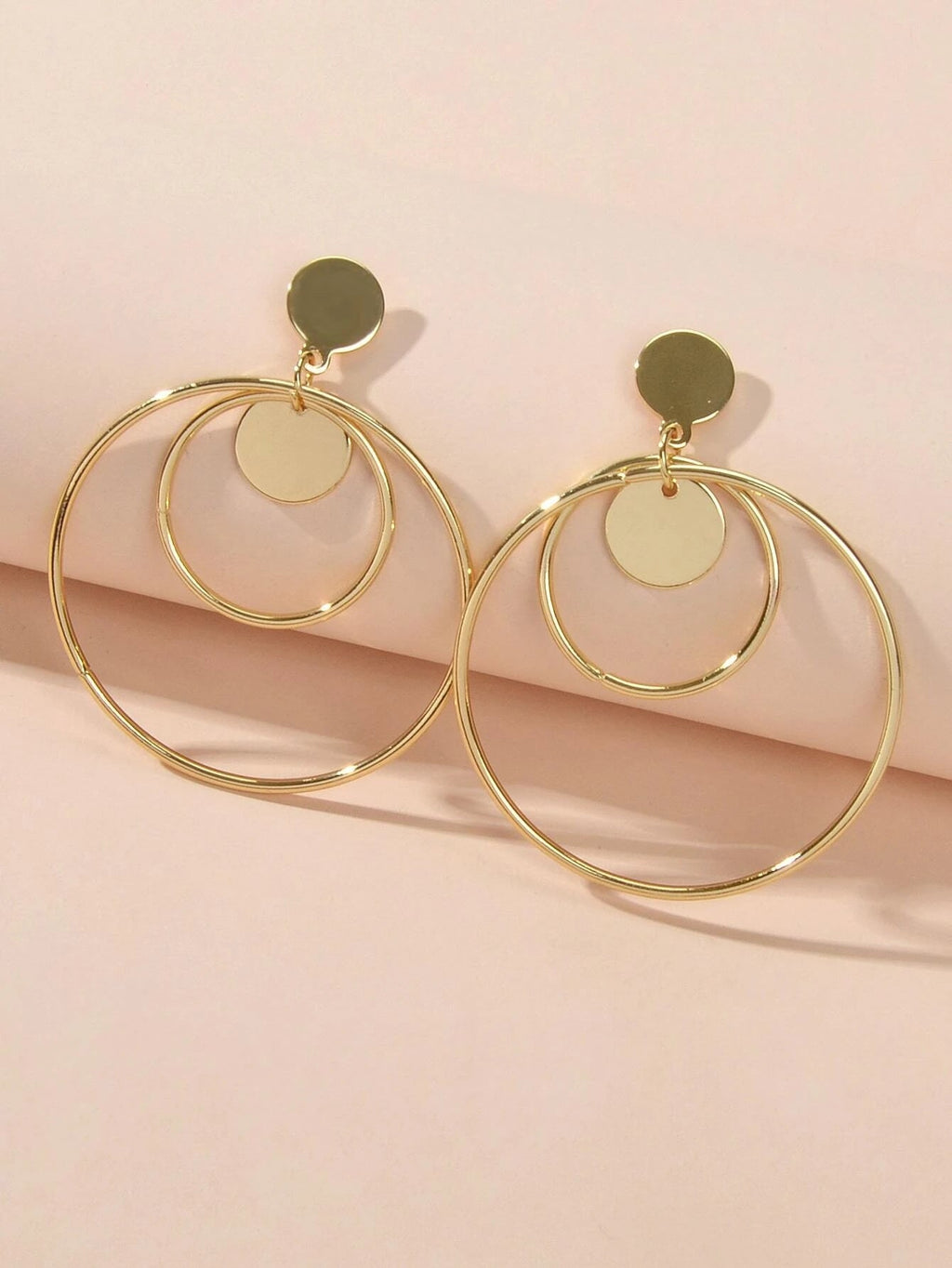 Fashion Gold Silver Circle Disc Charm Dangle Hoop Earrings Stunning Accessories