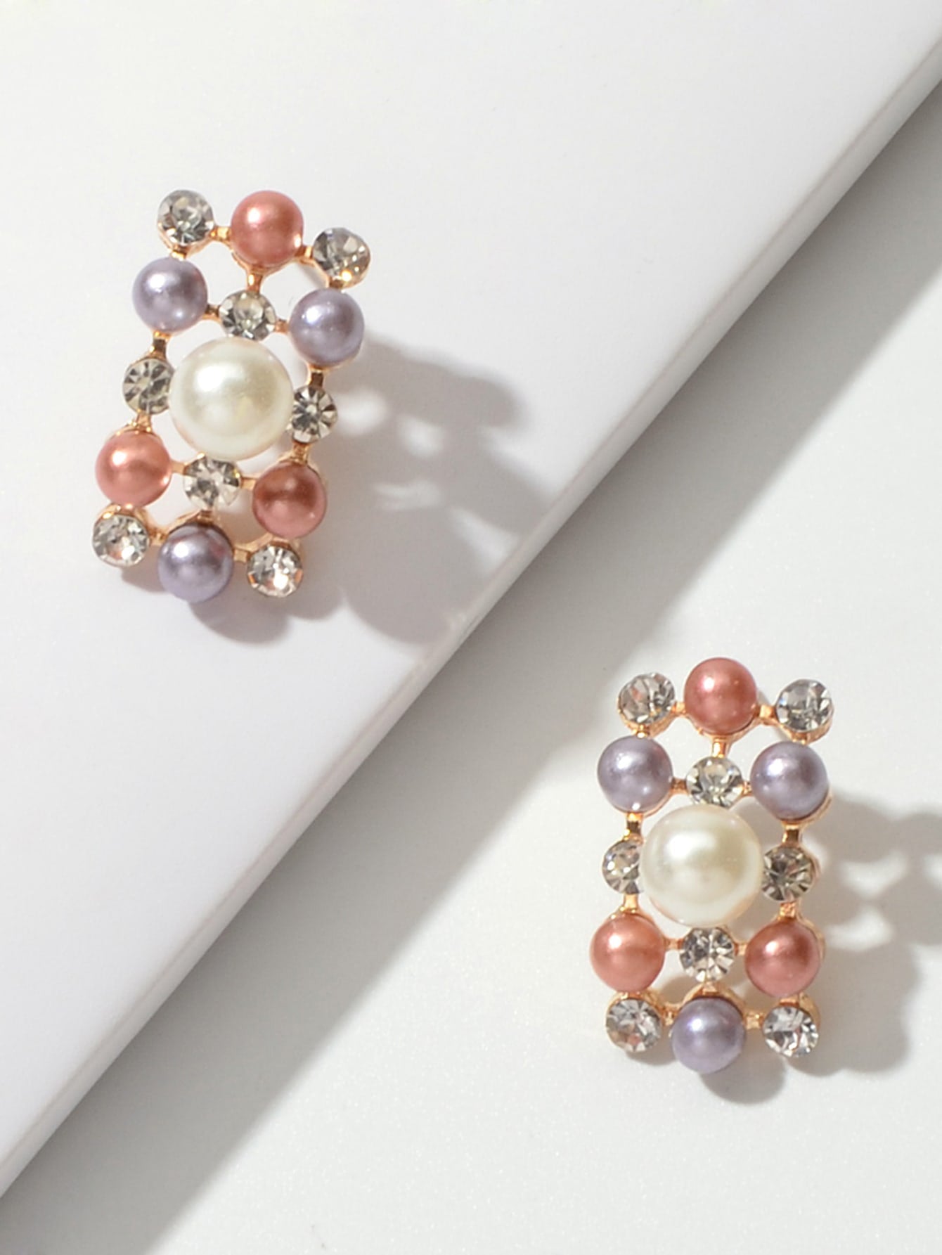 Rhinestone Pearl Collar Necklace Stud Earrings Luxurious Engagement Jewelry Set-4