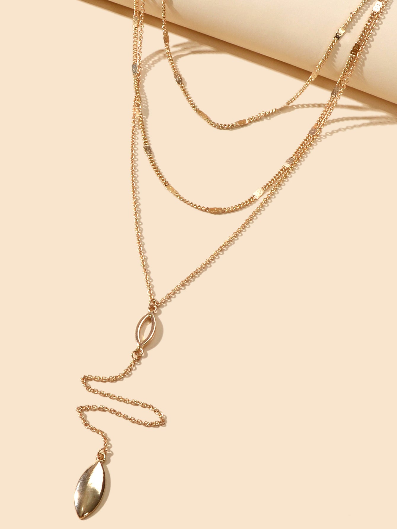 Ladies Jewellery Rhinestone Multi-layer Gold Chain Y Shape Pendant Necklace Gift