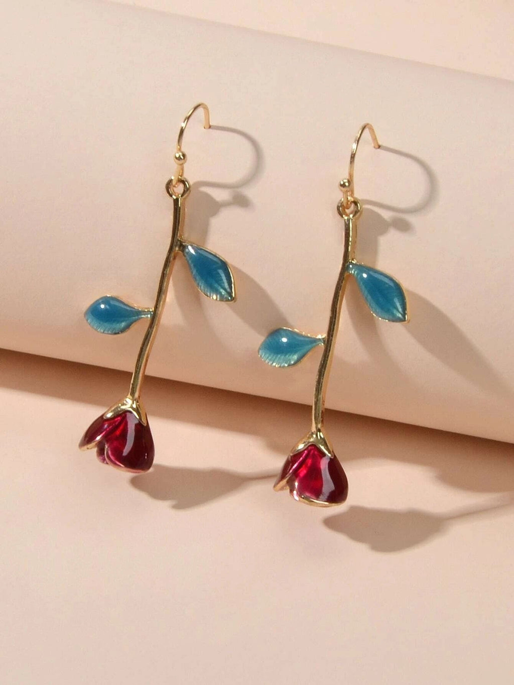 Feelontop Winered Rose Flower Drop Dangle Earrings Women Teens Party Accessories