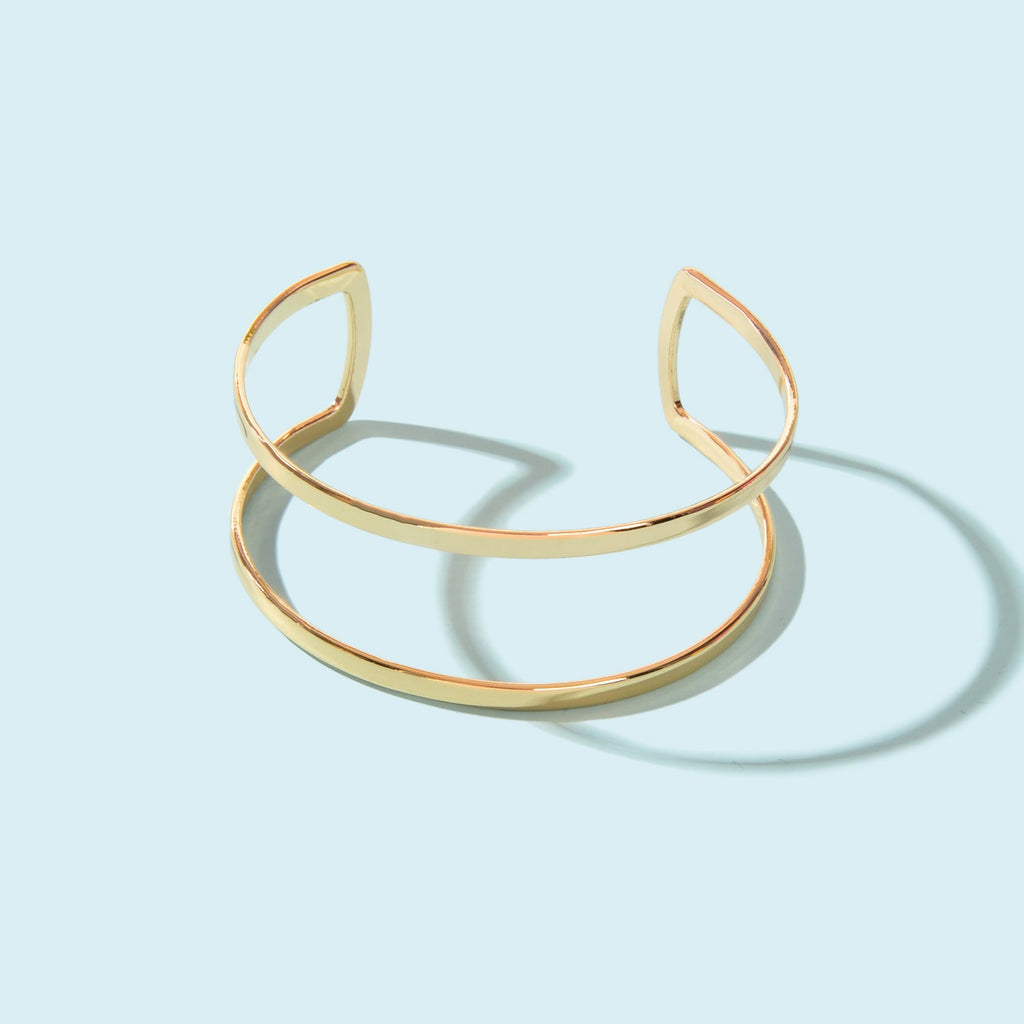 Fashion Minimalist Gold Hollow Wide Opening Bracelet Bangle for Women Festival Gift