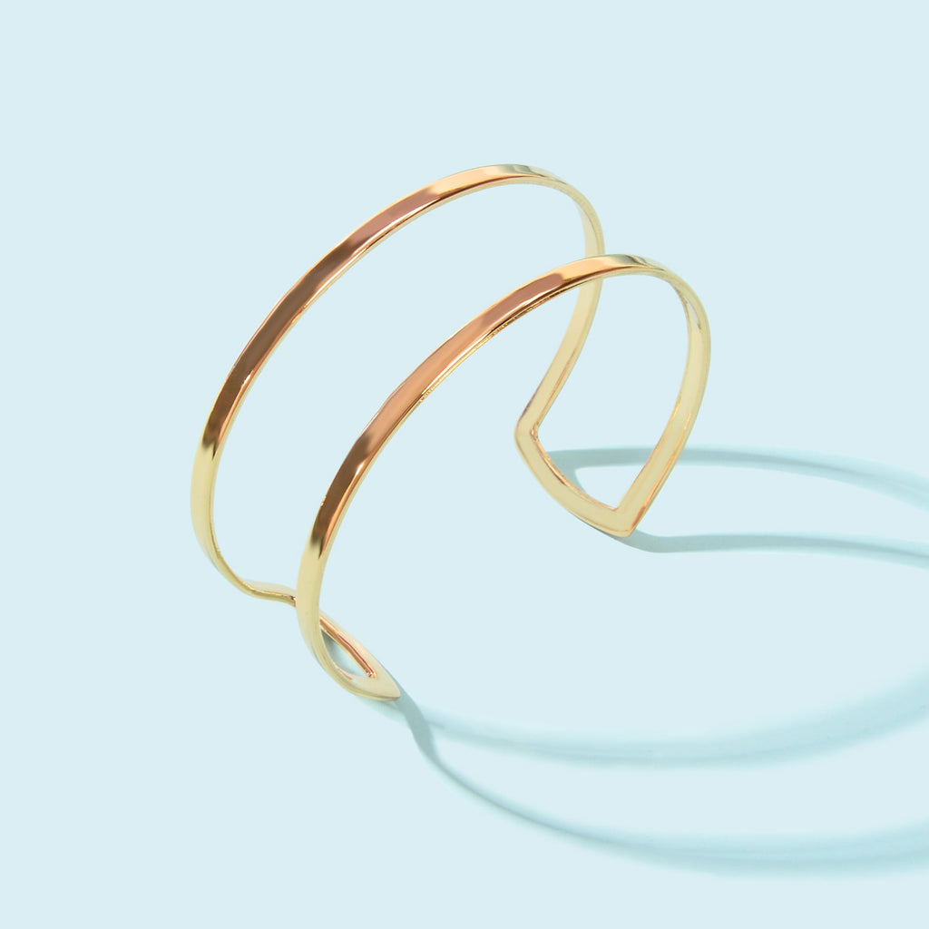 Fashion Minimalist Gold Hollow Wide Opening Bracelet Bangle for Women Festival Gift