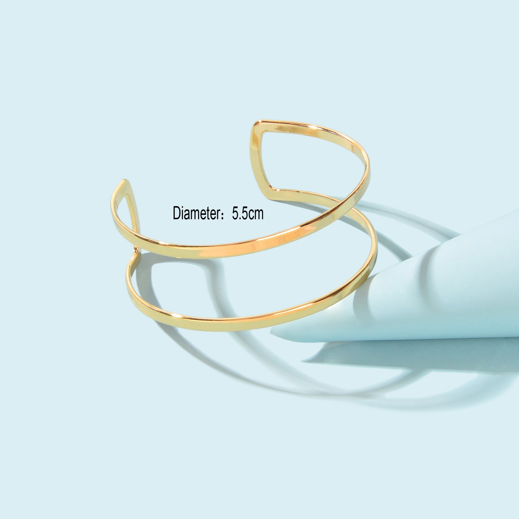 Fashion Minimalist Gold Hollow Wide Opening Bracelet Bangle for Women Festival Gift