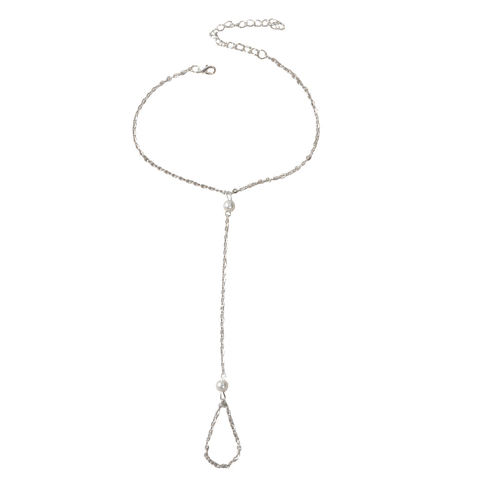 Foot Beach Jewellery Silver Pearl Mittens Anklet Finger Toe Boho Chic Bracelet