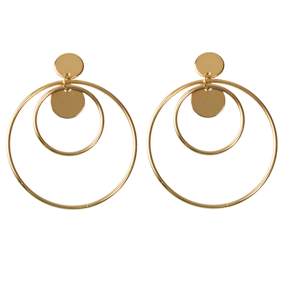 Fashion Gold Silver Circle Disc Charm Dangle Hoop Earrings Stunning Accessories