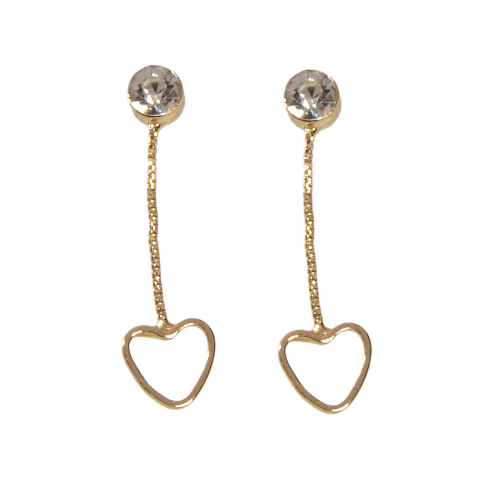 Female Jewellery Simulated Zircon Gold Chain Love Heart Charm Pendant Earrings