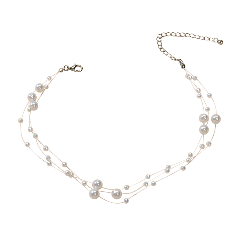 Handmade Multi-layer Chain Pearl String Choker Collar Necklace Women Accessory
