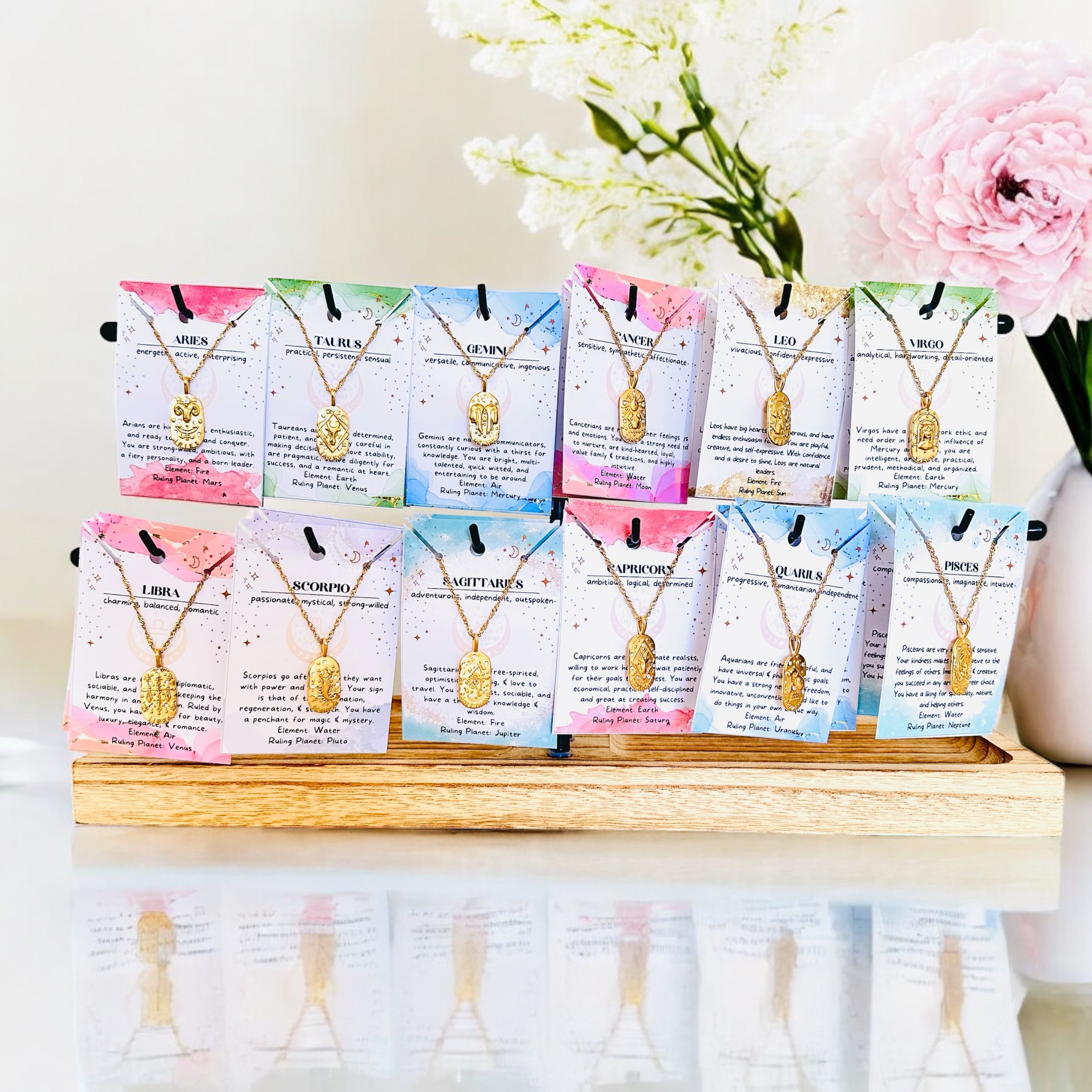 Wholesale Zodiac Necklaces Starter Set - 18K Plated Waterproof-0