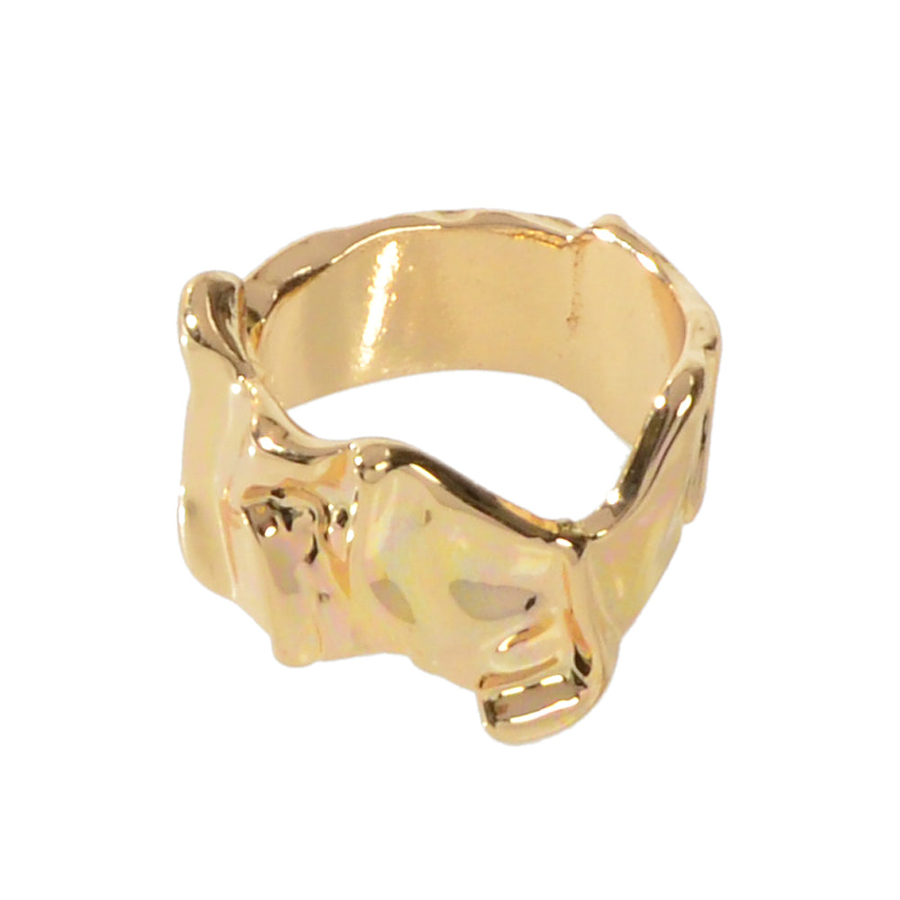 Designer Gold Silver Metal Irregular Geometric Chunky Open Cuff Finger Ring Gift