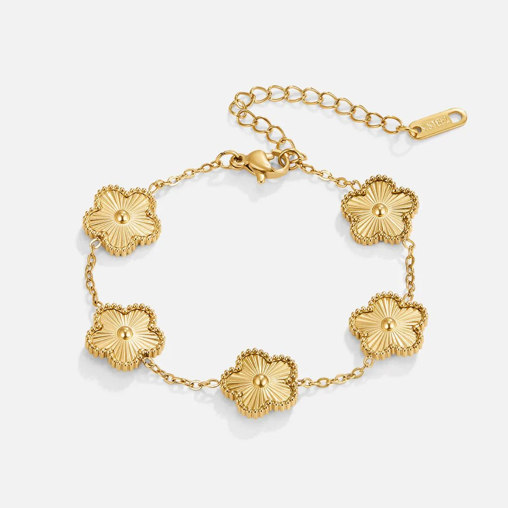 Golden Clover Flower Bracelet