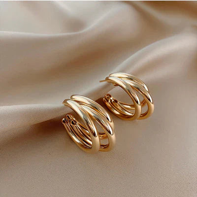 Chunky Gold Triple Hoop Earring