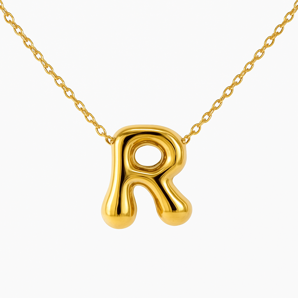 Initial Bubble Letter Necklace