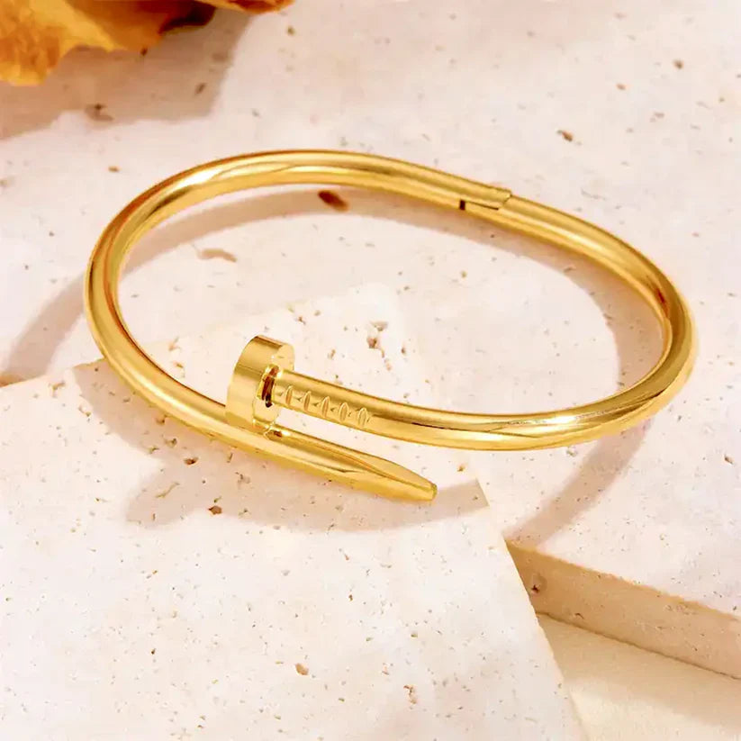 Elegant Nail Bracelet – Minimalist Screw Bangle Jewelry
