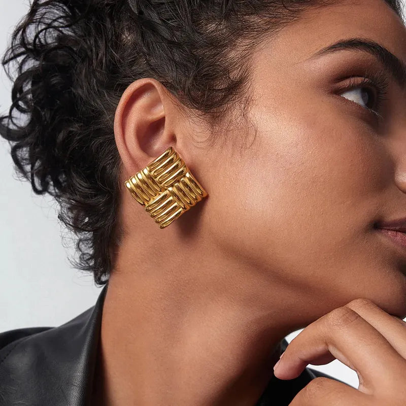 Square Stud Earrings – Bold, Geometric & Elegant