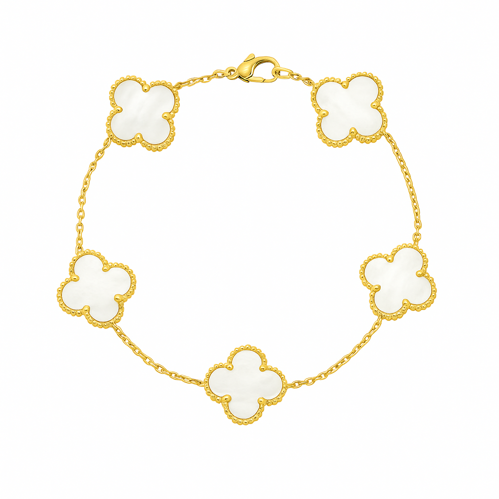 White Four Leaf Clover Bracelet | Lucky Charm Jewelry