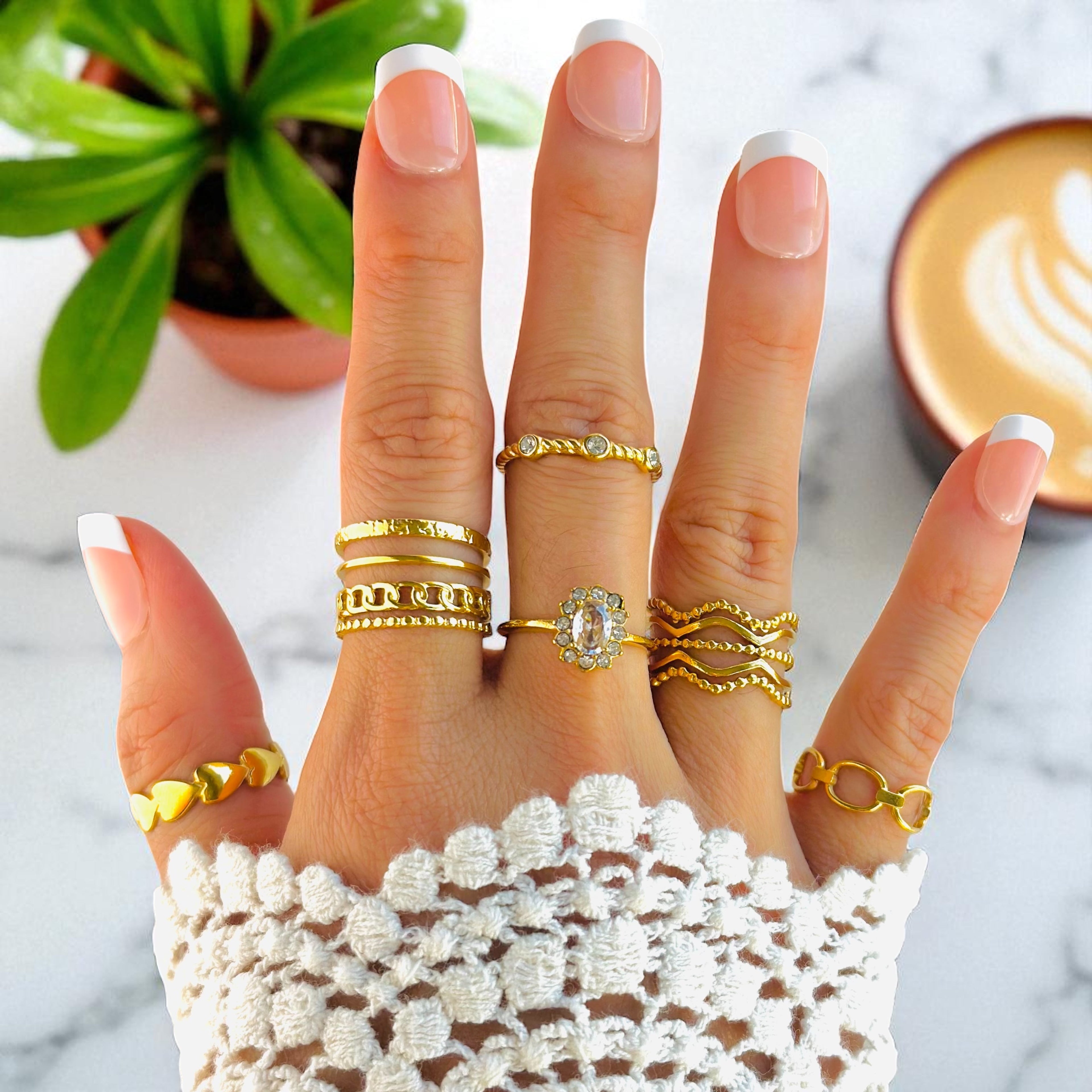 18K Gold Waterproof Stacking Rings