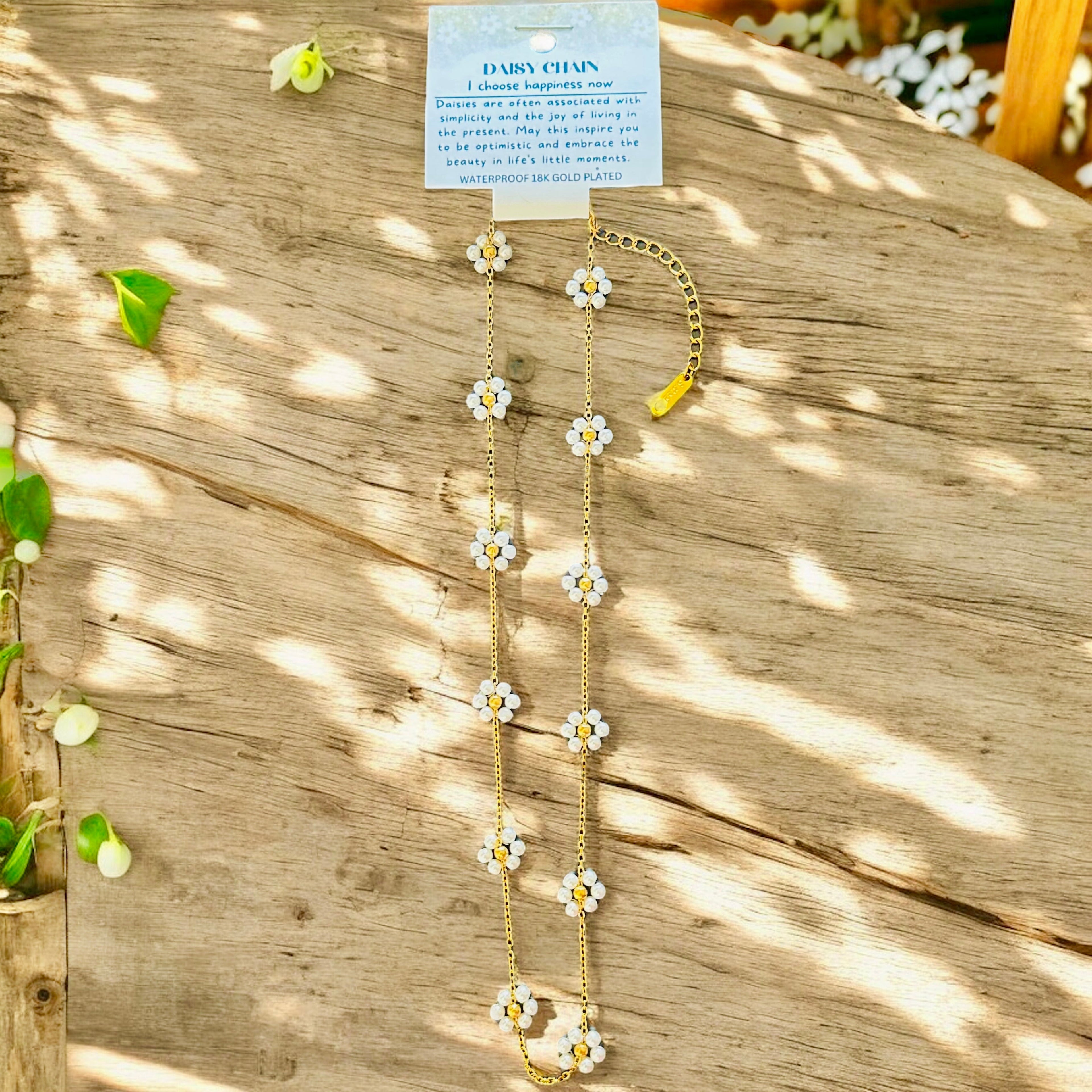 White Daisy - 18K Gold Plated, Waterproof Necklace